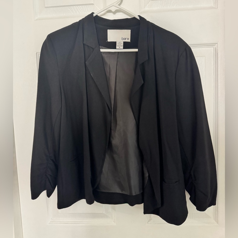 Bar III Black Open-Front Draped Blazer